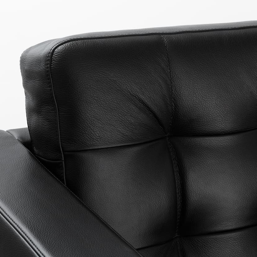LANDSKRONA — Sofa 4-osobowa z szezlongiem, Grann/Bomstad czarny/drewno/czarny,