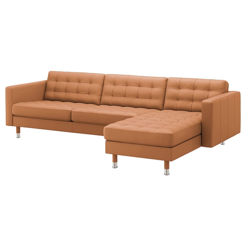 LANDSKRONA — Sofa 4-osobowa, z szezlongiem/Grann/Bomstad złoto-brązowy/metal,