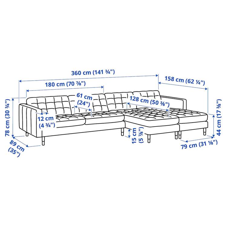 5-местный диван dimensions