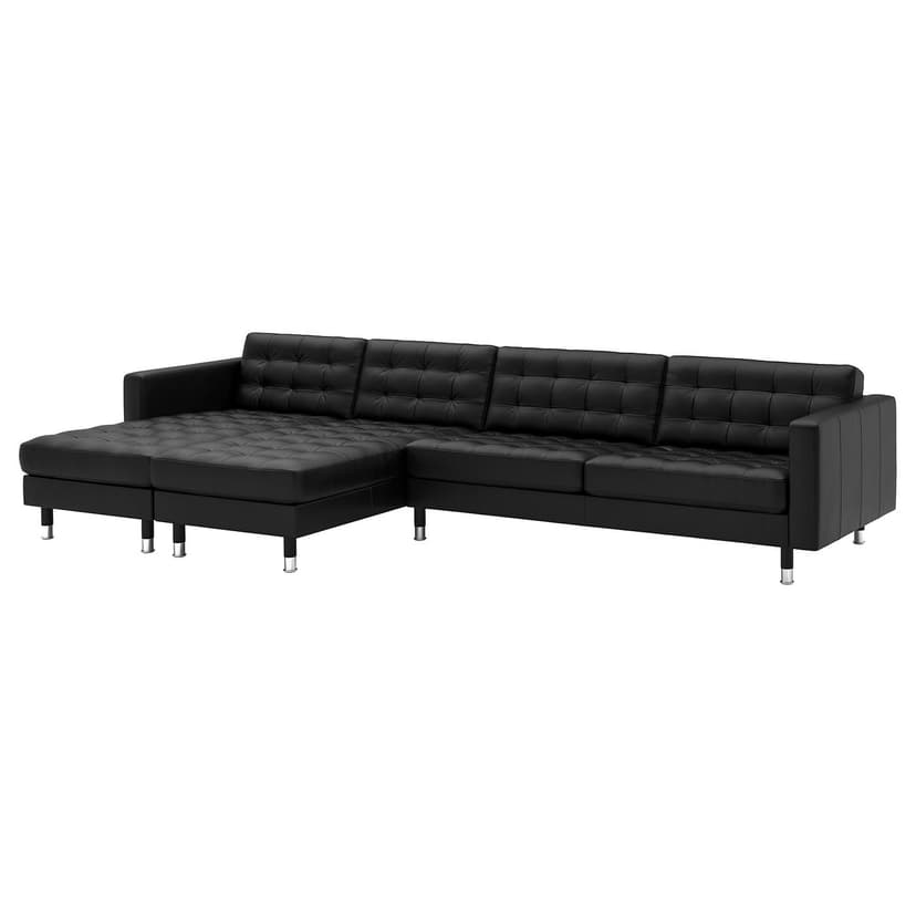 LANDSKRONA — Sofa 5-częściowa, z szezlongami/Grann/Bomstad czarny/metal,