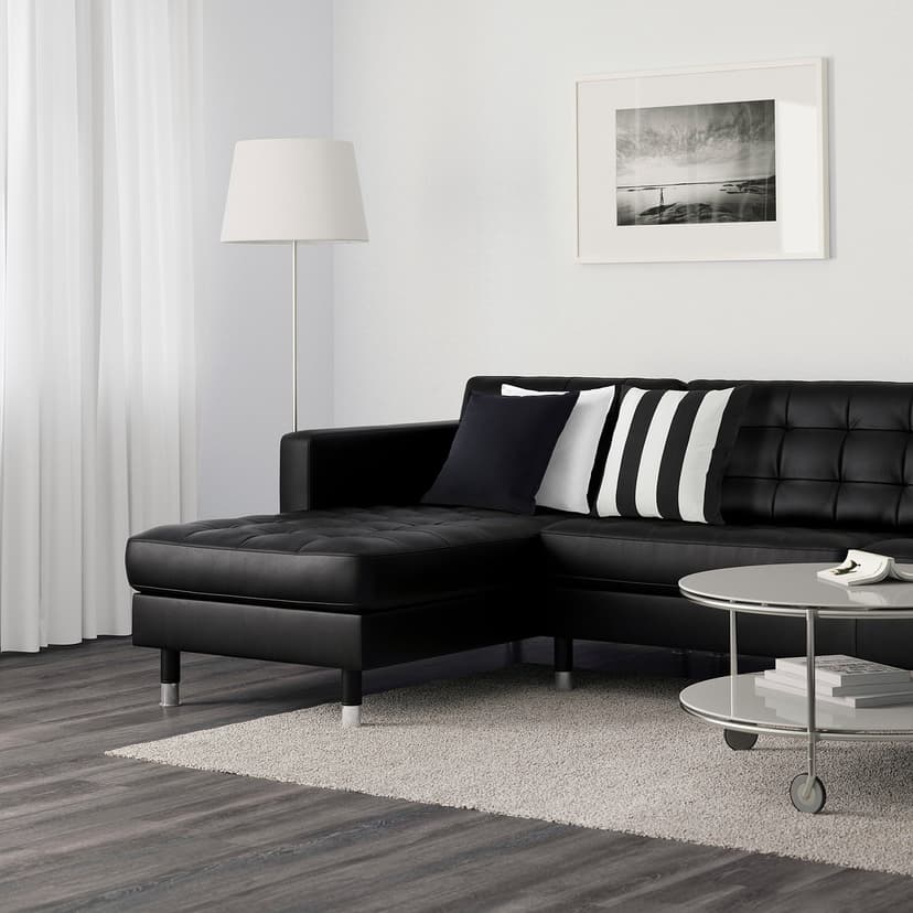 LANDSKRONA — Sofa 5-częściowa, z szezlongami/Grann/Bomstad czarny/metal,