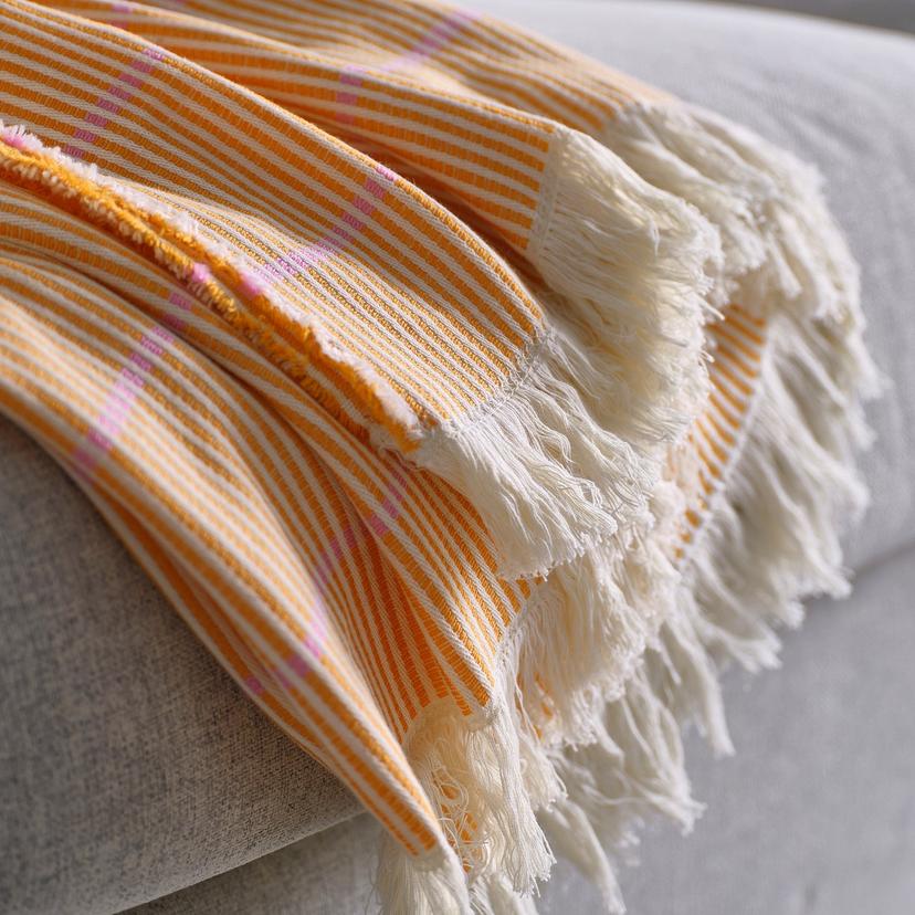 LAPPKATTFOT — плед, ярко-оранжевый/розовый, 130x170 см