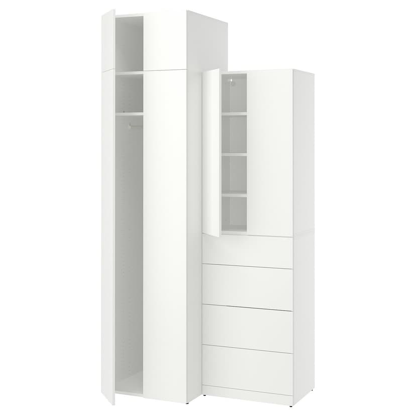 LASTARE — Kombinacja szafy, biały/z nadstawką,