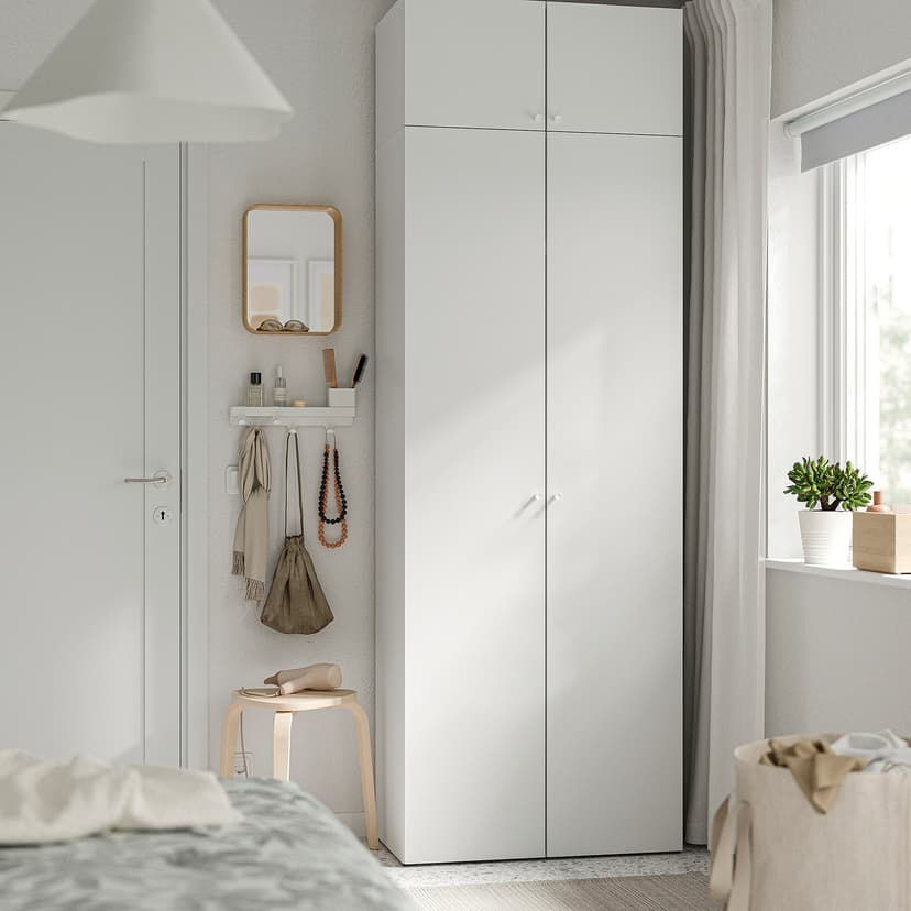 LASTARE — Kombinacja szafy, biały/z nadstawką,