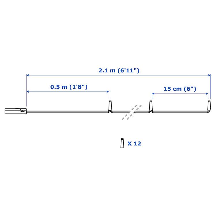 гирлянда, 12 светодиодов dimensions