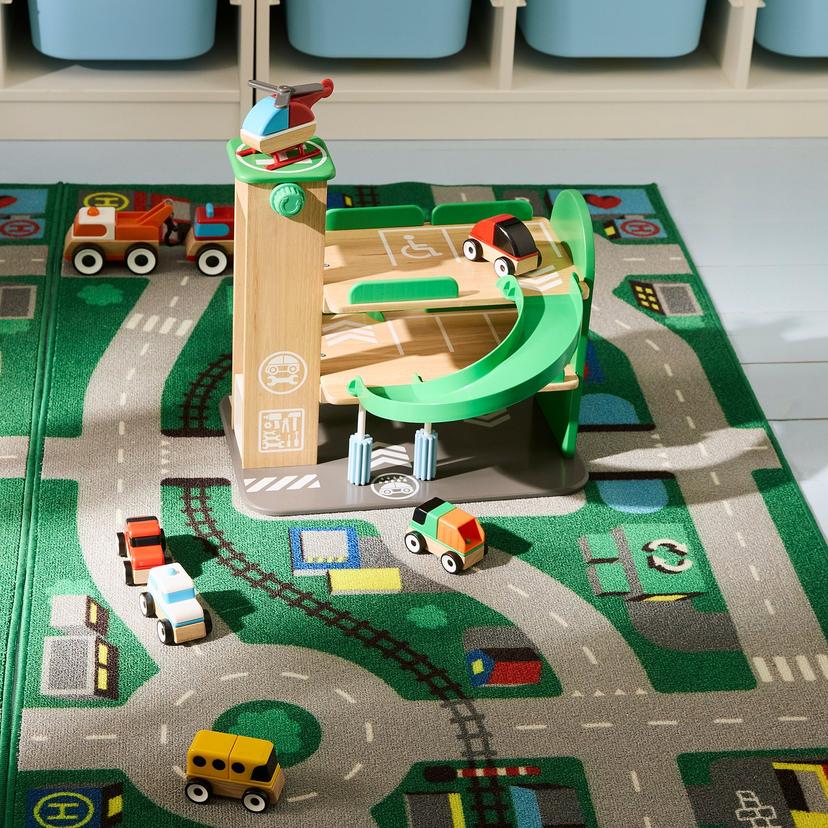 LILLABO — Гараж с автомобилем и вертолетом, разноцветный.