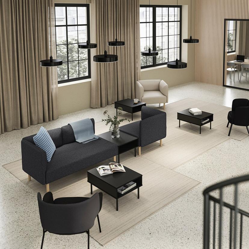 LILLEHEM — 3-м модульный диван со столиком, Gunnared темно-серый/дерево