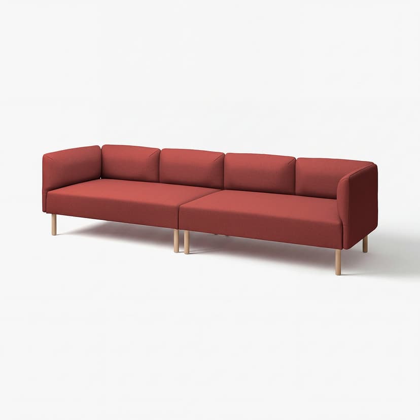 LILLEHEM — 4-местный модульный диван, Gunnared/коричнево-красный дерево