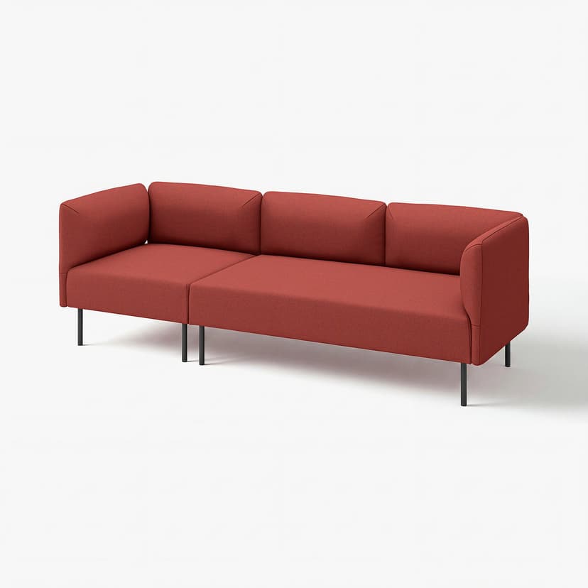 LILLEHEM — 3-местный модульный диван, Gunnared/коричнево-красный металлический