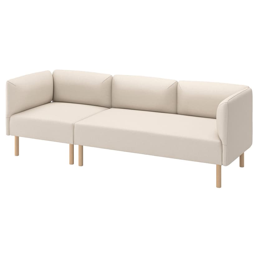 LILLEHEM — Sofa modułowa, 3-osobowa, Vissle/beżowy drewno,
