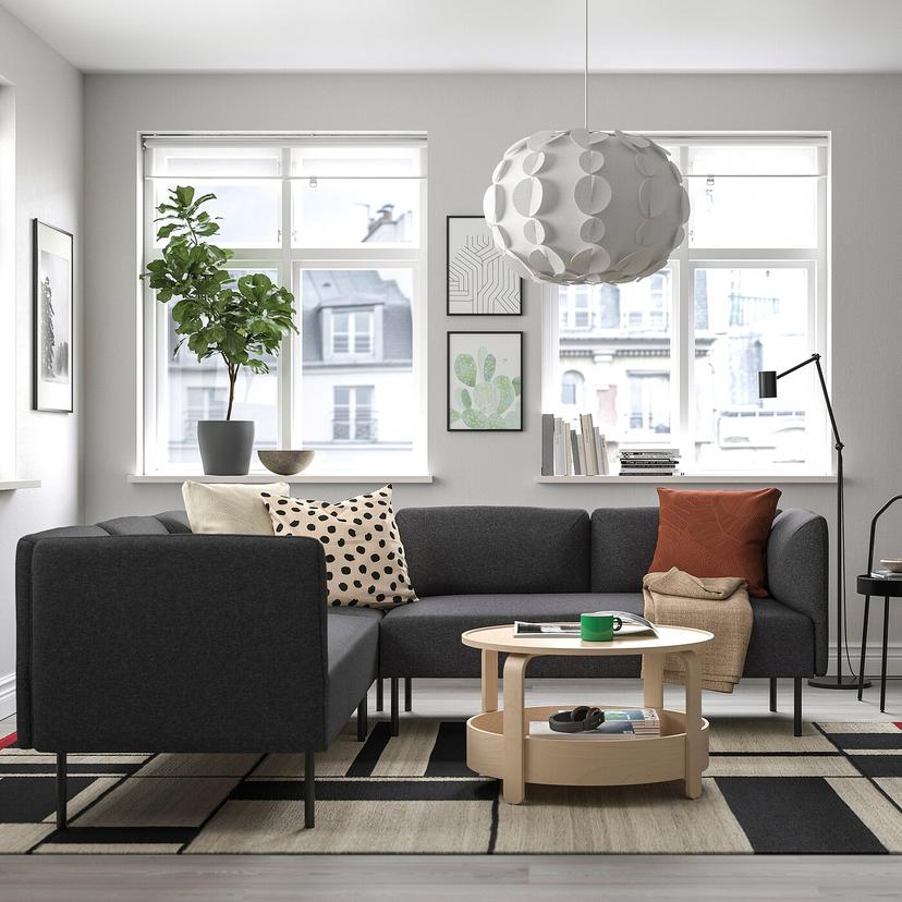 LILLEHEM — 4-местный модульный угловой диван, Gunnared темно-серый/металлический