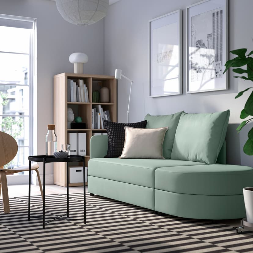 LINDÅKRA — Sofa 2-osobowa, rozkładana, Vissle jasny szarozielony,