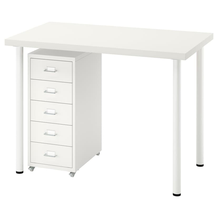 LINNMON/ADILS / HELMER — Kombinacja biurko/szafka, biały,