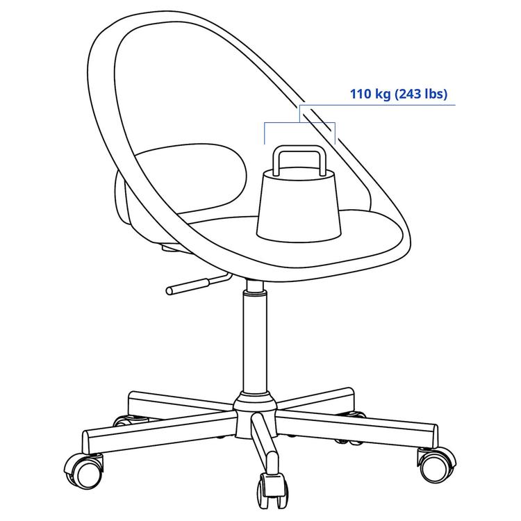 рабочий стул, белый/черный dimensions
