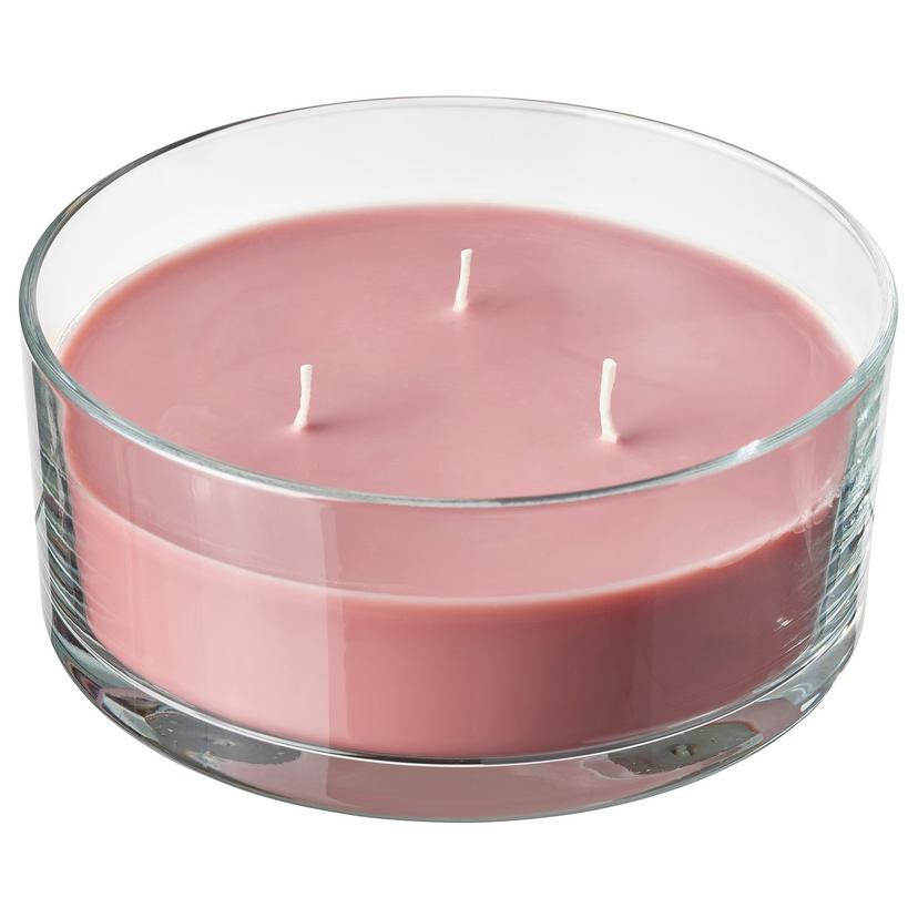 LOTSFÅGEL — Świeca zapachowa w szkle/3 knoty, czerwone owoce jagodowe jasnoróżowy,
