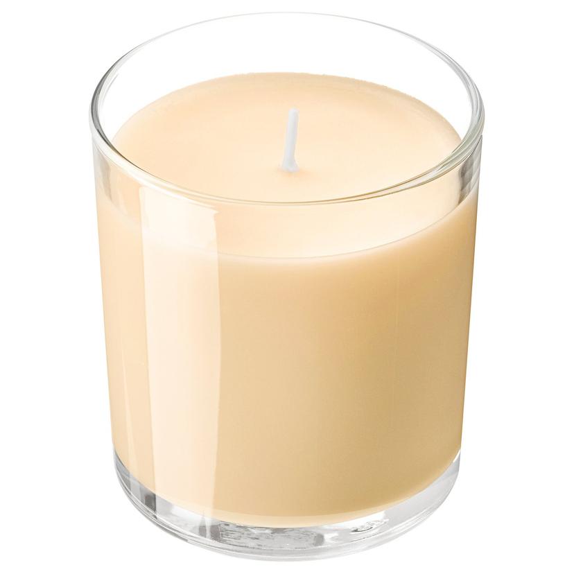 LOTSFÅGEL — Świeca zapachowa w szkle, Brzoskwinia jasnopomarańczowy,