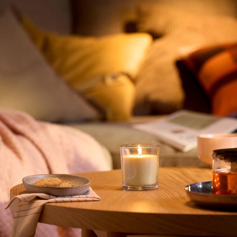 LOTSFÅGEL — Świeca zapachowa w szkle, Brzoskwinia jasnopomarańczowy,