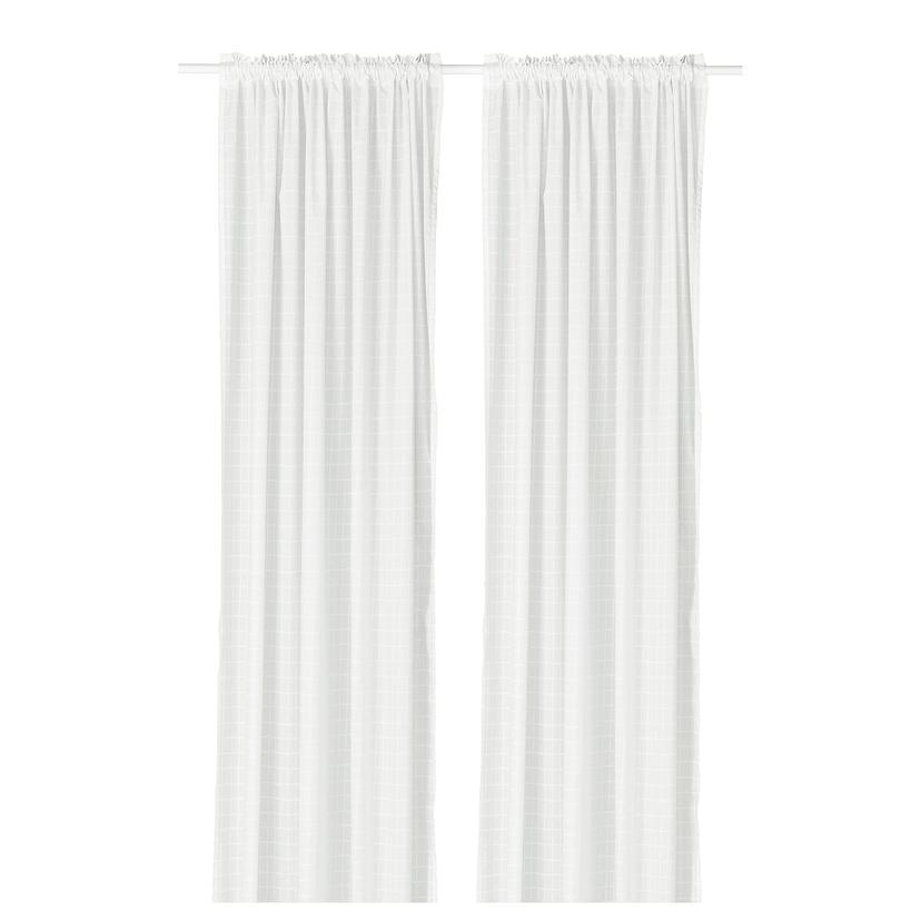 MÄSTERROT — Шторы, 2 шт., белая/клетчатая лента.