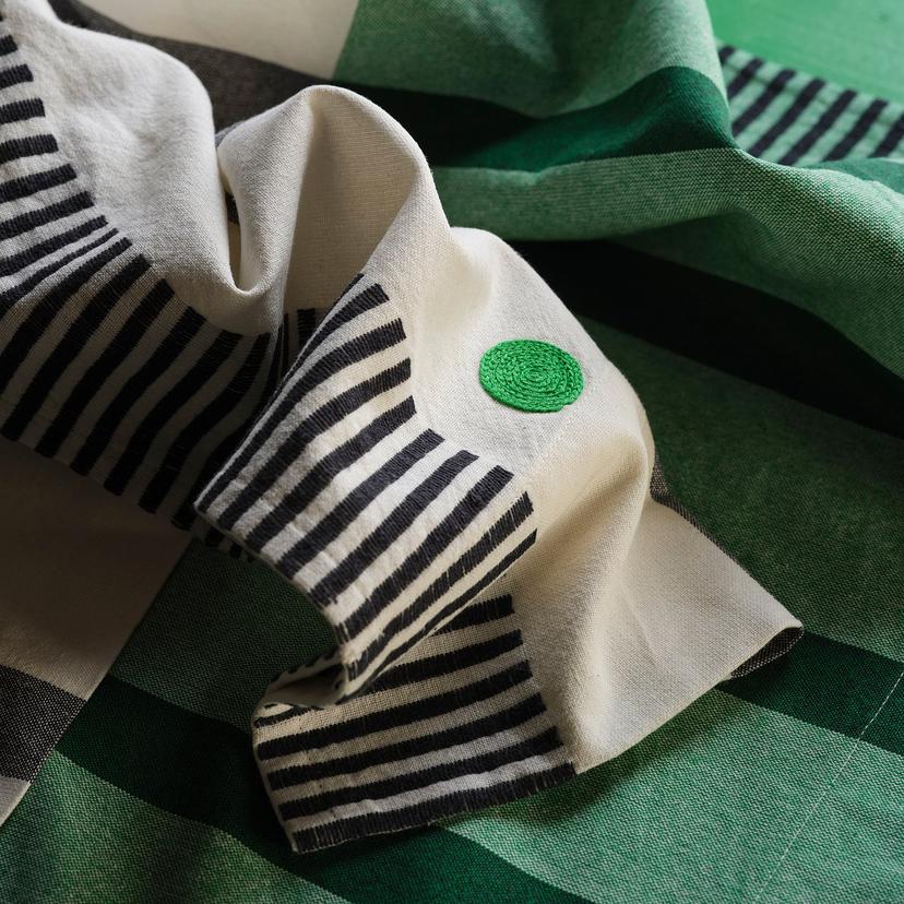 MÄVINN — Zasłona, 2 szt., czarny/biały/paski zielony,