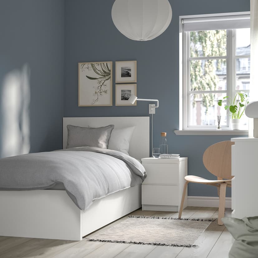 MALM — каркас кровати+2 кроватных ящика, белый/Luröy, 90x200 см
