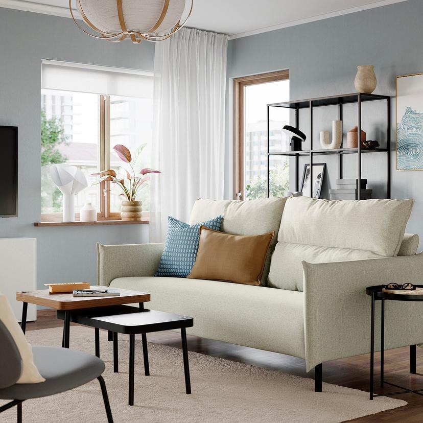 MANNARP — 3-местный диван, Saxemara черно-синий