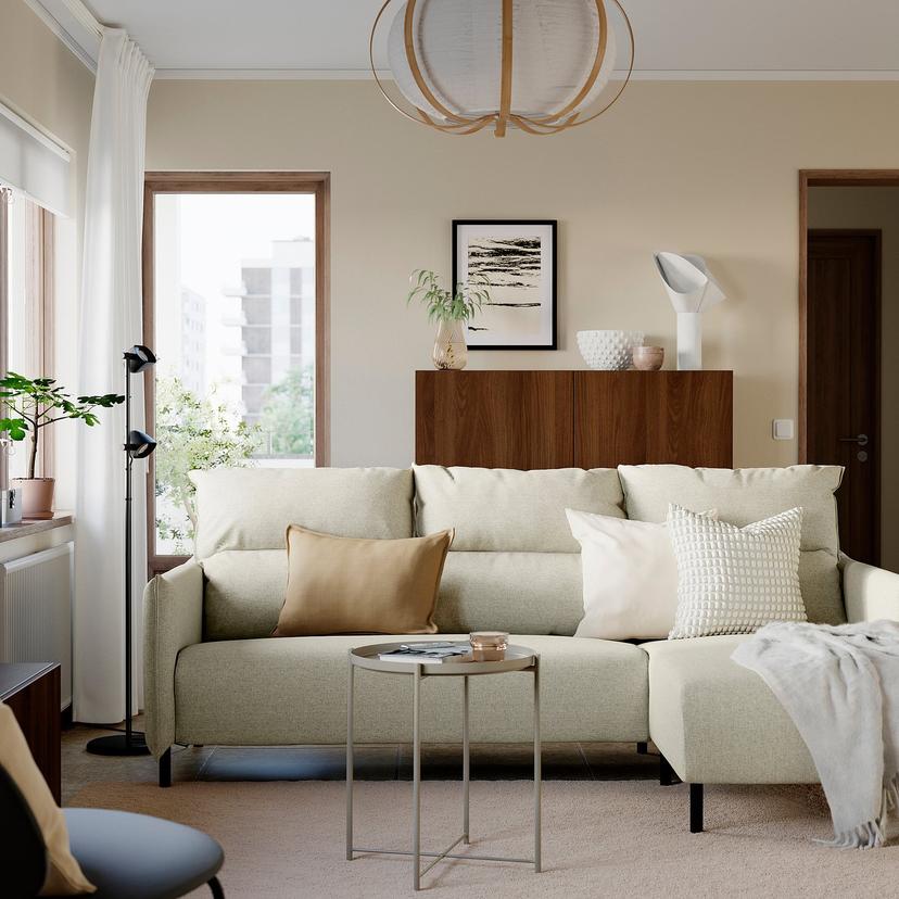 MANNARP — 3-местный диван с козеткой, Gunnared бежевый