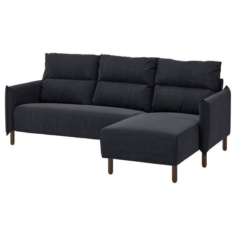 MANNARP — Sofa 3-osobowa z szezlongiem, Saxemara czarnoniebieski,