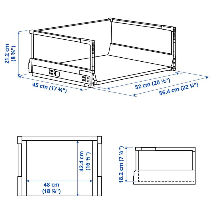 ящик, высокий, белый, 60x45 см dimensions