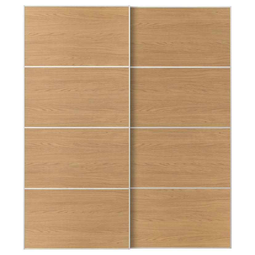 MEHAMN — пара раздвижных дверей, белый/двусторонний под дуб, 200x236 см