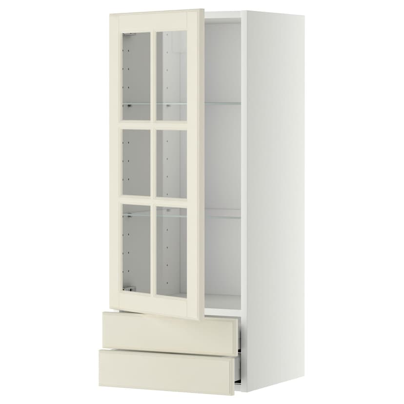 METOD / MAXIMERA — навесной шкаф/стекл дверца/2 ящика, 40x100 см