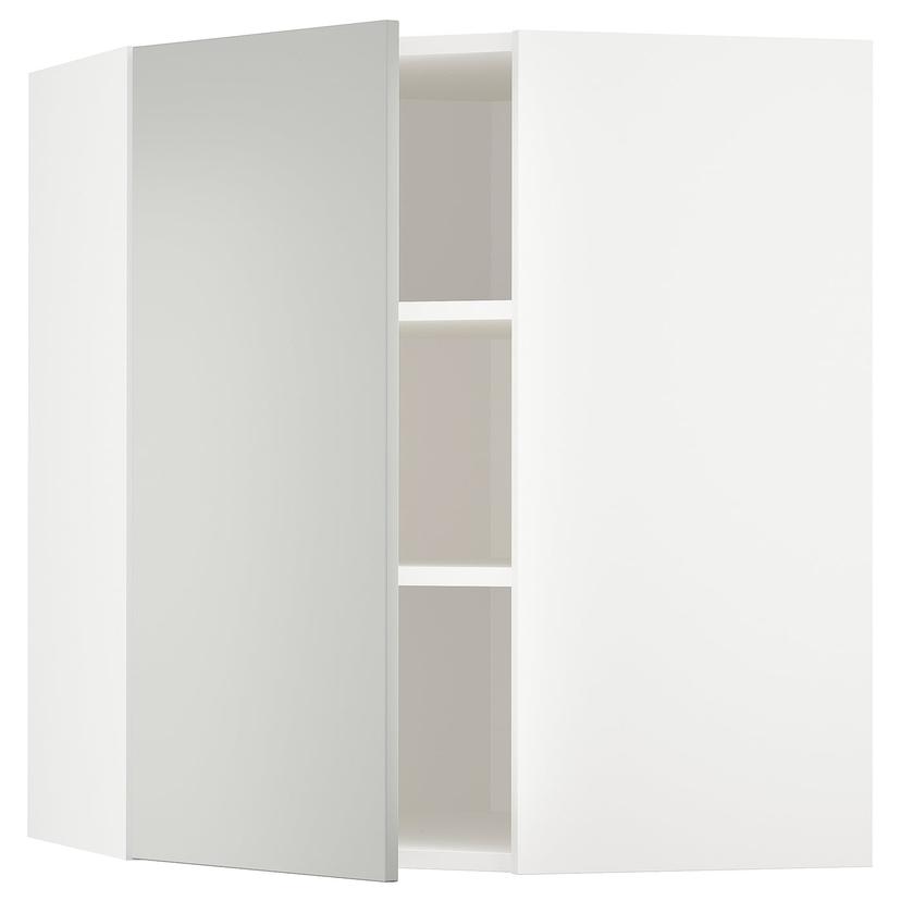 METOD — угловой навесной шкаф с полками, белый/Havstorp светло-серый, 68x80 см