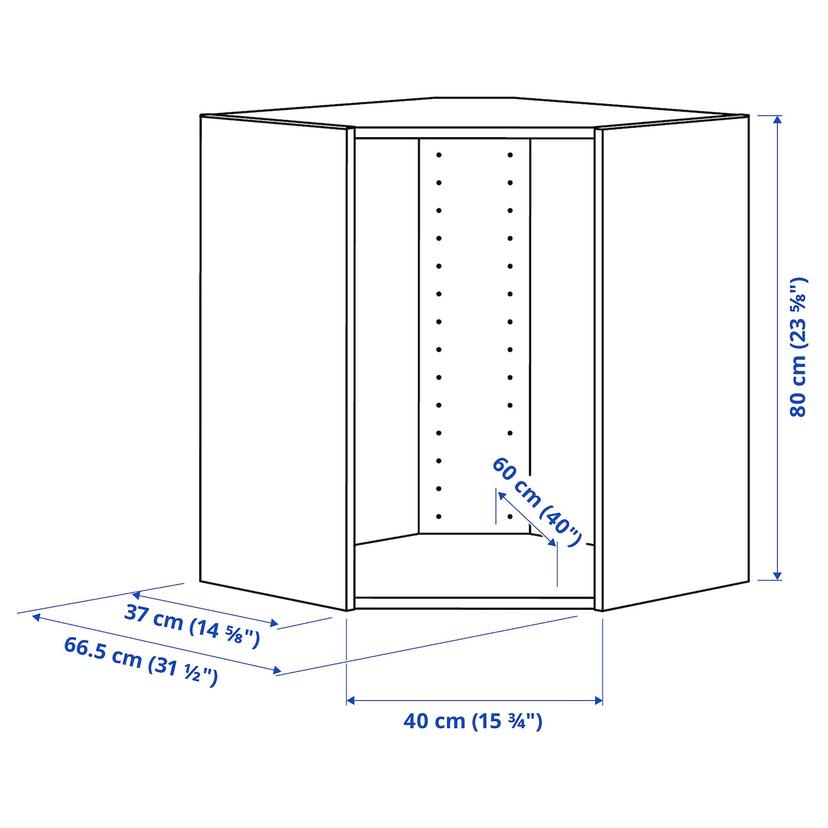 METOD — каркас навесного углового шкафа, белый, 68x68x80 см