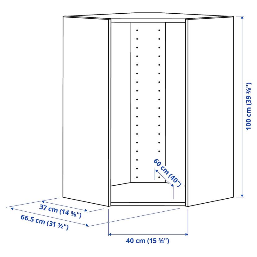 METOD — каркас навесного углового шкафа, белый, 68x68x100 см