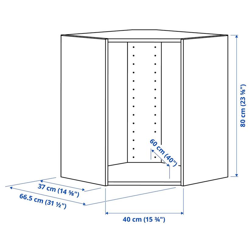 METOD — каркас навесного углового шкафа, черно-серый, 68x37x80 см