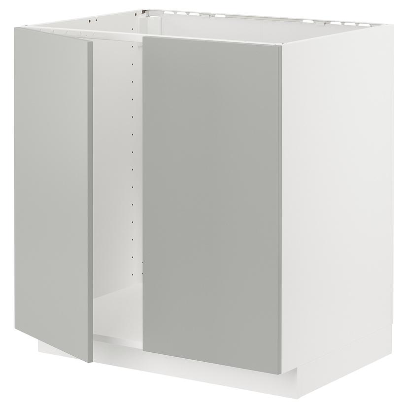 METOD — напольный шкаф для мойки+2 двери, белый/Havstorp светло-серый, 80x60 см