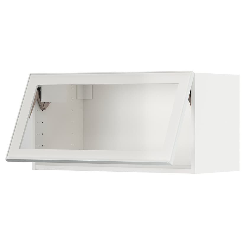 METOD — Гориз навесной шкаф/стеклян дверь, белый/Hejsta белое прозрачное стекло, 80x40 см