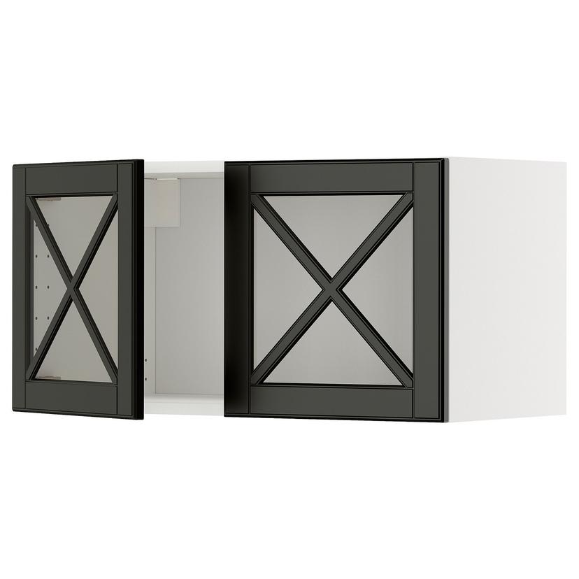 METOD — Настенный шкаф с 2 стеклянными дверцами/перекладинами, 80x40 см