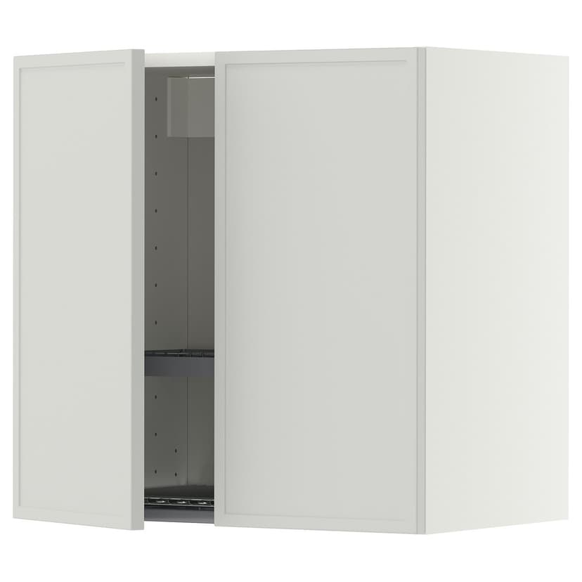 METOD — навесной шкаф с сушилкой/2дверцы, белый/Aspudden светло-серый, 60x60 см