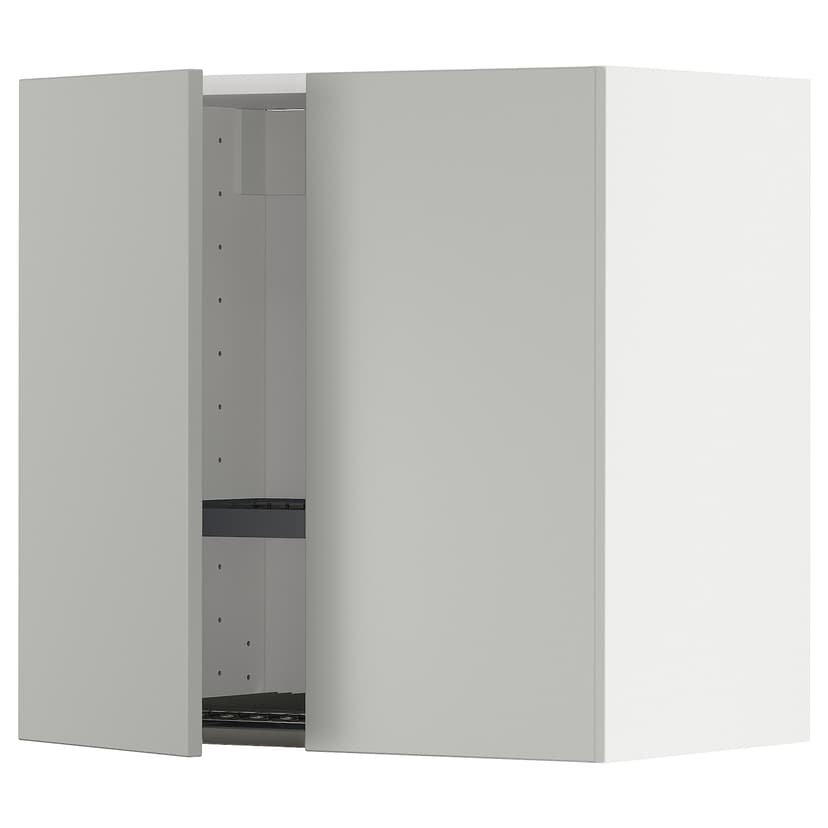 METOD — Навесной шкаф с сушилкой/2дверцы, белый/Havstorp светло-серый, 60x60 см