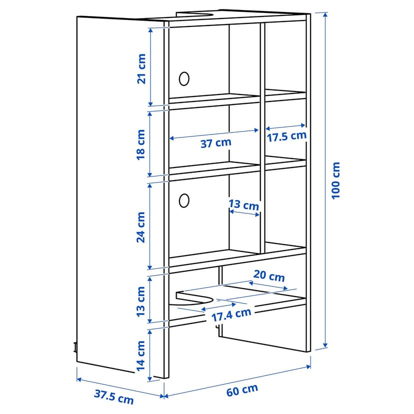METOD — Шкаф для встр вытяжки, черно-серый, 60x37x100 см