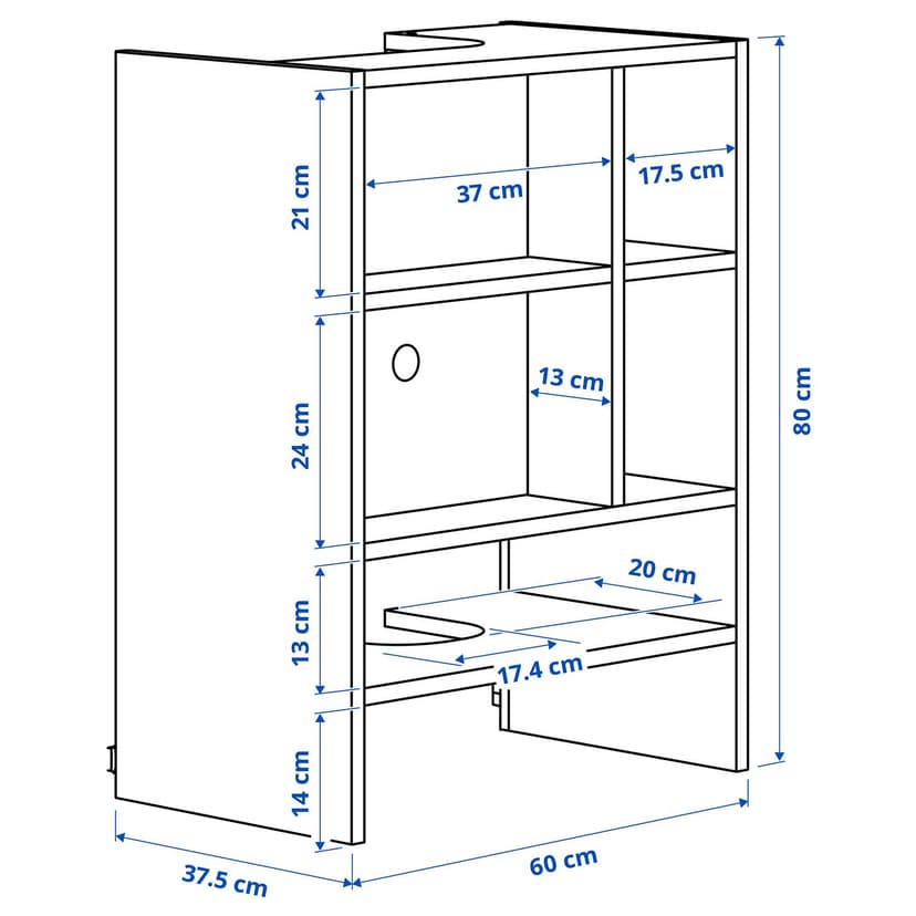 METOD — навесной шкаф д/встроенной вытяжки, черно-серый, 60x37x80 см