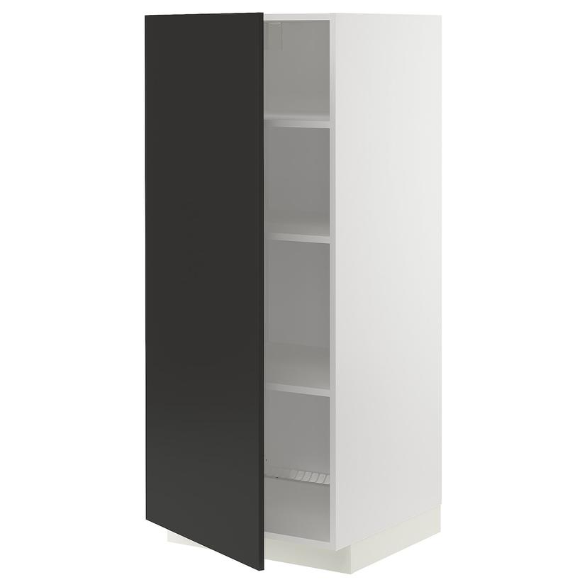 METOD — высокий шкаф с полками, белый/Nickebo матовый антрацит, 60x60x140 см