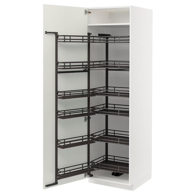 METOD — высокий шкаф с выдвижным модулем, белый/Havstorp бежевый, 60x60x200 см