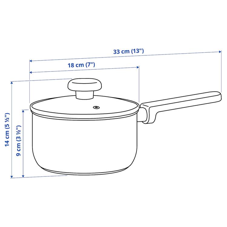 ковш с крышкой, прозрачное стекло/нержавеющ сталь, 2 л dimensions