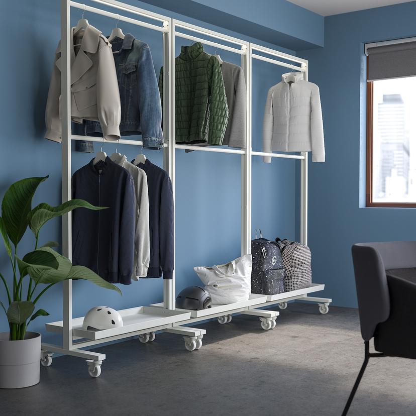 MITTZON — каркас/платяная штанга/полка, белый, 85x205 см