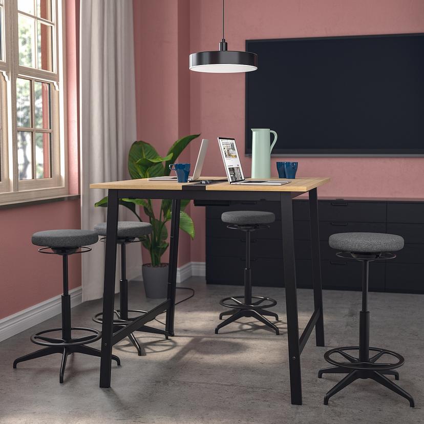 MITTZON — конференц-стол, дубовый шпон/черный, 140x108x105 см