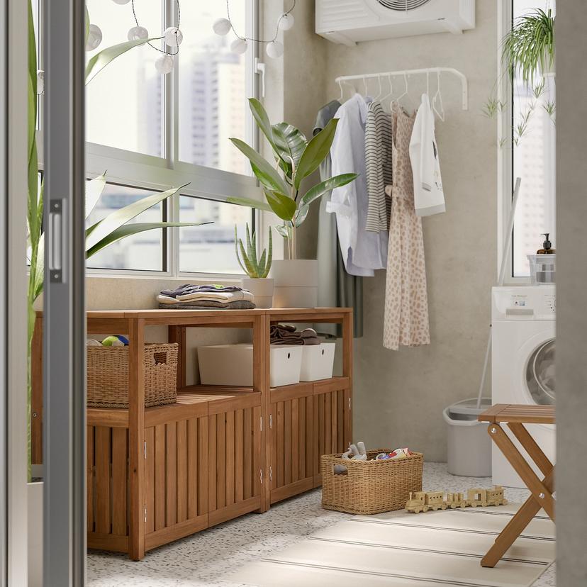 NÄMMARÖ — стеллаж, д/сада, светло-коричневая морилка, 83x75 см