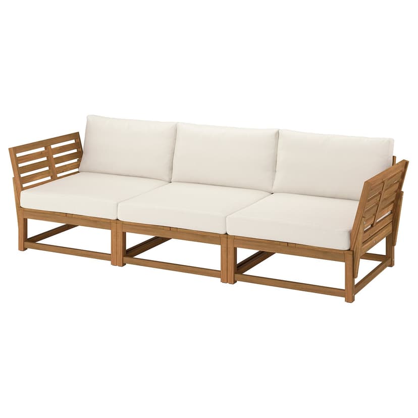 NÄMMARÖ — Sofa modułowa, 3-osobowa, na zewnątrz podłokietnik/bejca jasnobrązowa Frösön/Duvholmen beżowy,