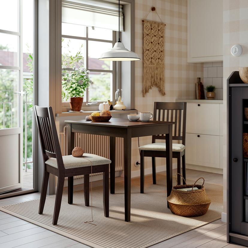 NÄSINGE — стол, темно-коричневый морилка/буковый шпон, 80x60 см