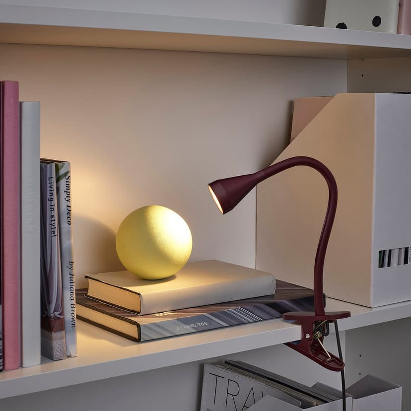 NÄVLINGE — Reflektor z klamrą LED, ciemnoczerwony,